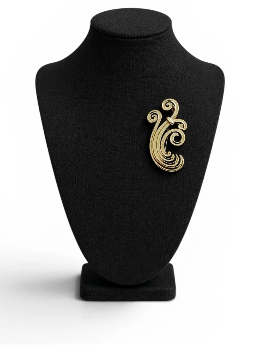 Vintage Monet Gold Swirl Brooch Pin Signed